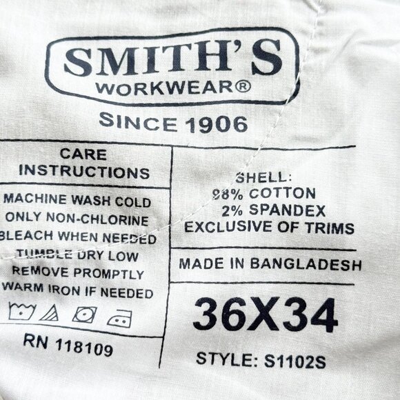 NWT Smiths Workwear Men Relaxed 5-Pocket Stretch Light Stone Canvas Pants 36x34 - Picture 8 of 12